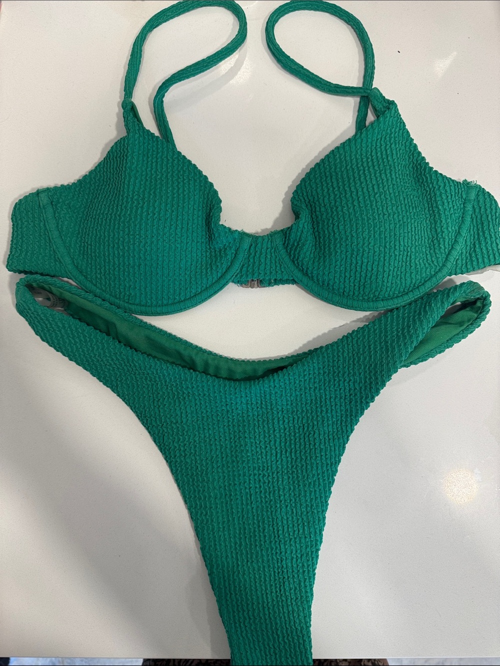 Textured Green Two-Piece Bikini Set